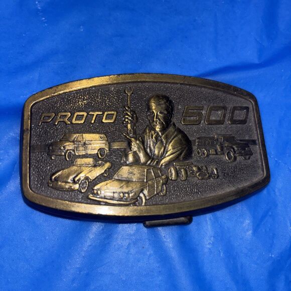 Vintage Brass Proto 500 Professional Mechanics Commemorative Belt Buckle - Picture 1 of 3